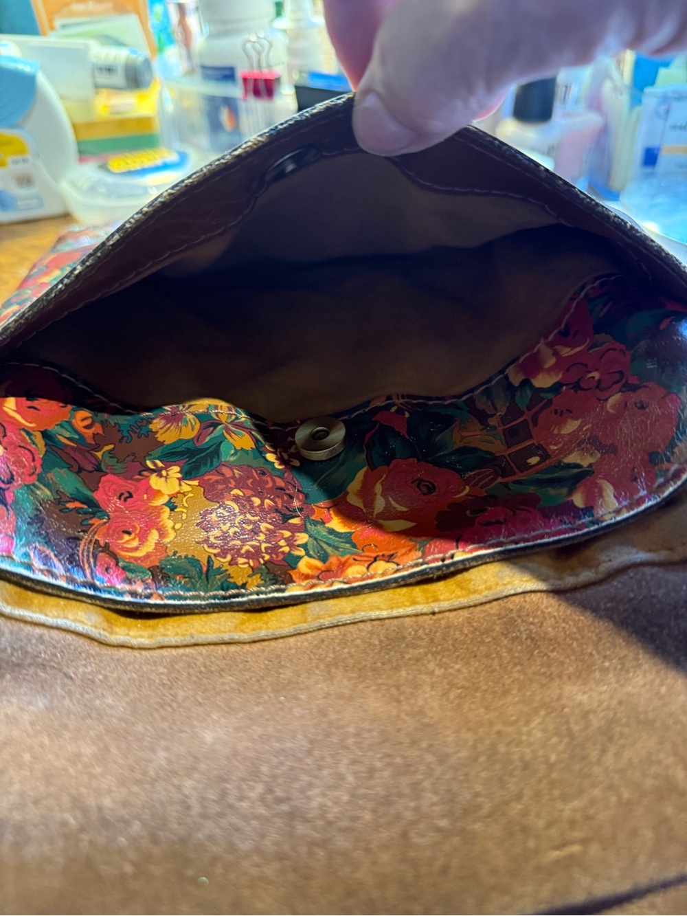 Patricia Nash Multicolor Floral Leather Shoulder Bag - Pink, Green, Gold, Brown - Picture 7 of 14